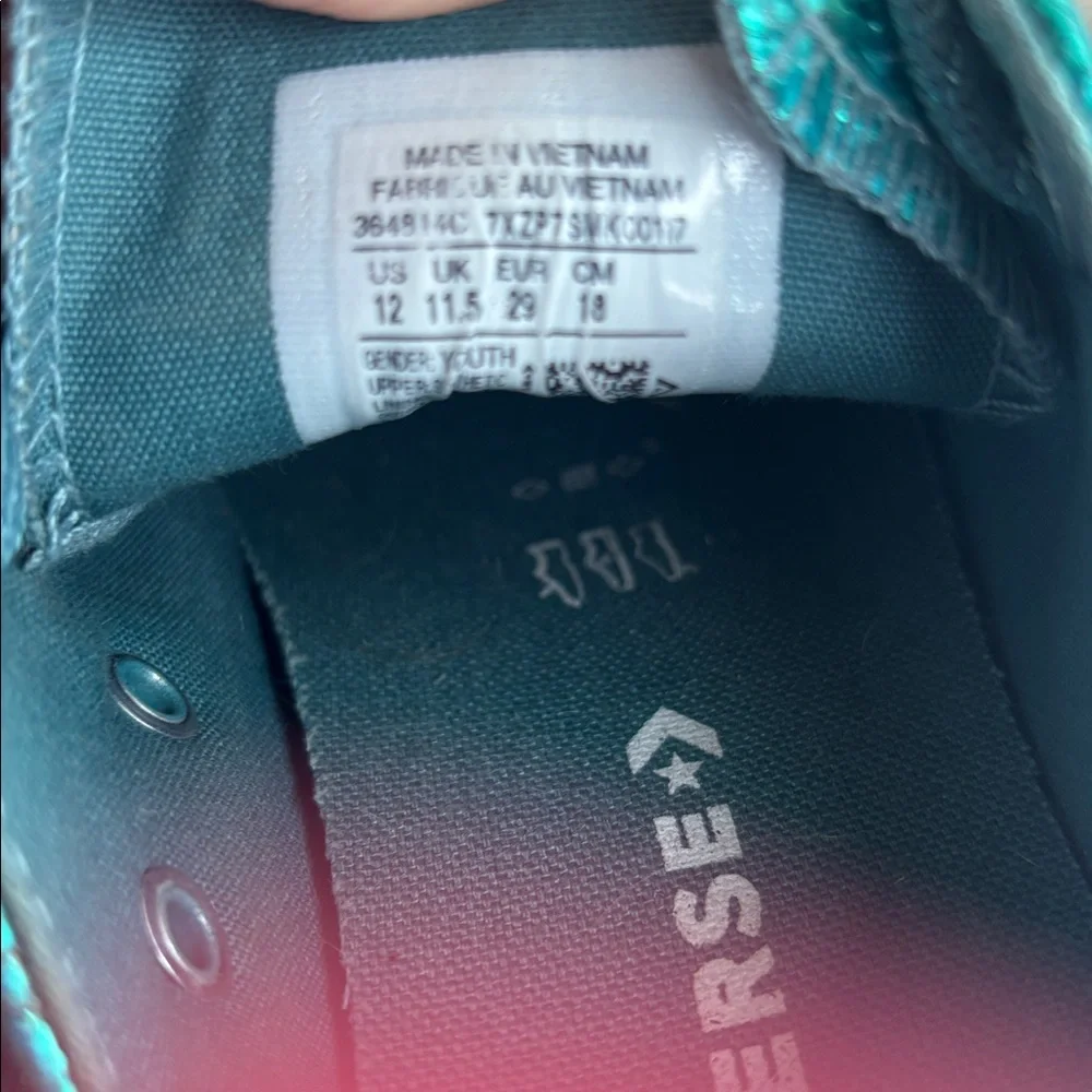 Converse Kids Shiny Teal Sneakers size 12 in great condition